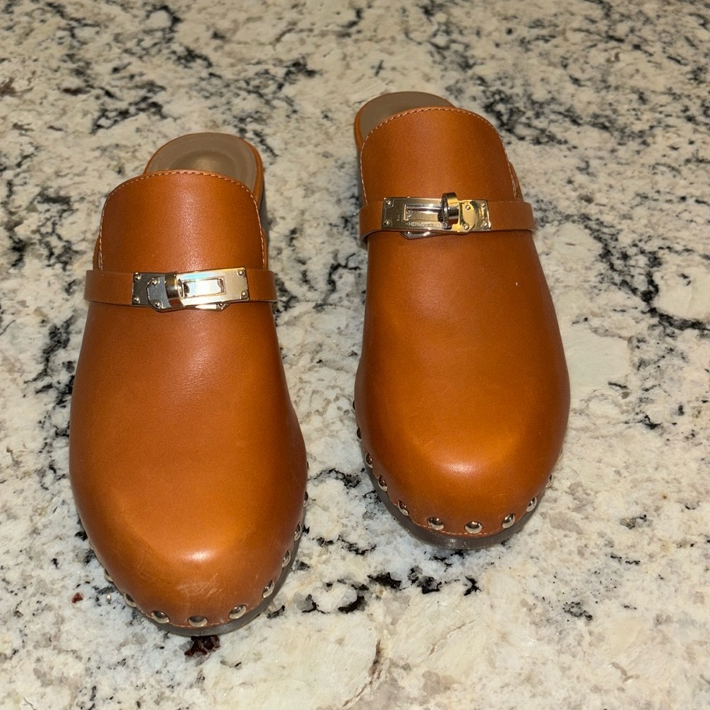 Hermes Carlotta Brown mules in size 38 (8 US)